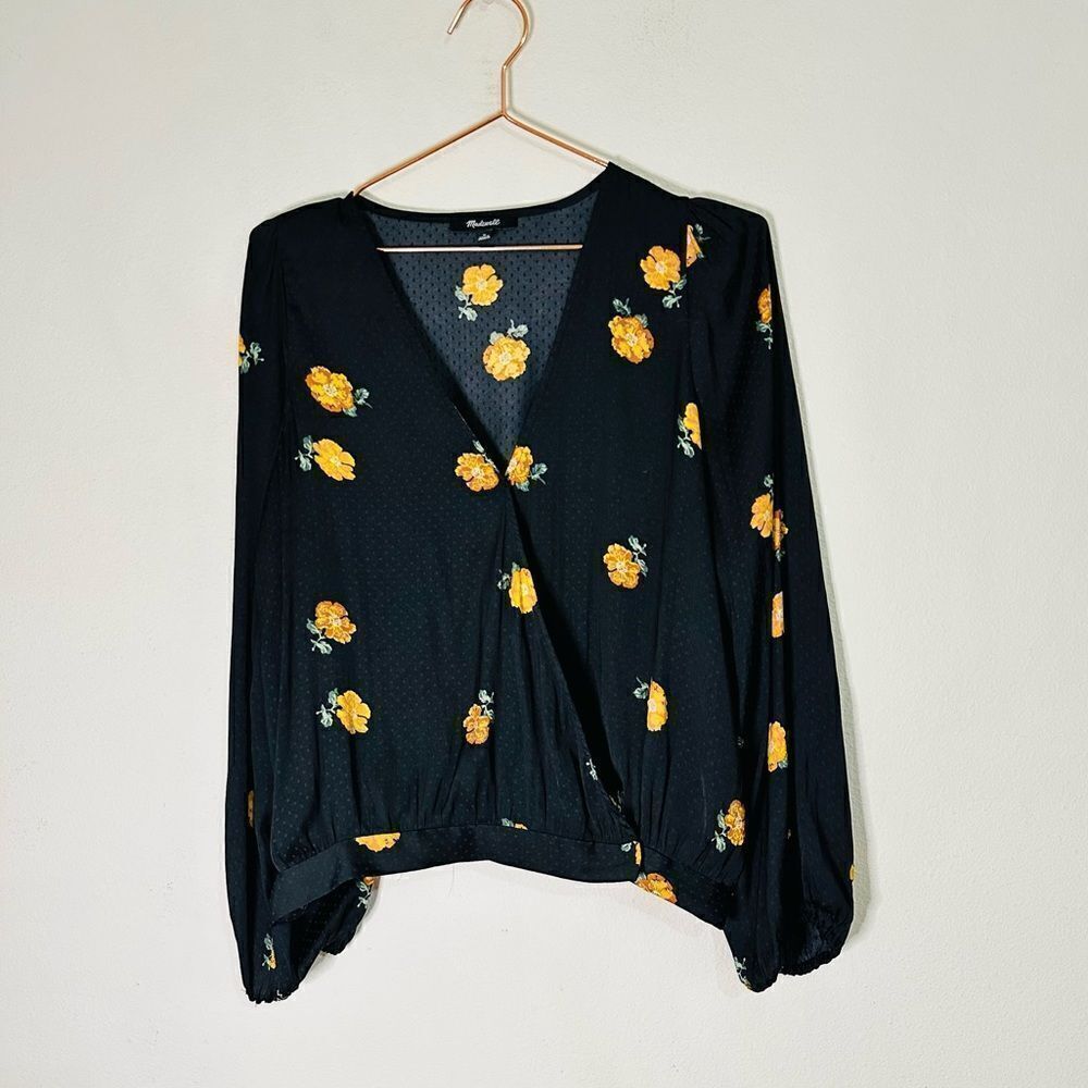 NWOT Madewell Bubble-Sleeve Wrap Top in Floating Florets Medium - Picture 6 of 9